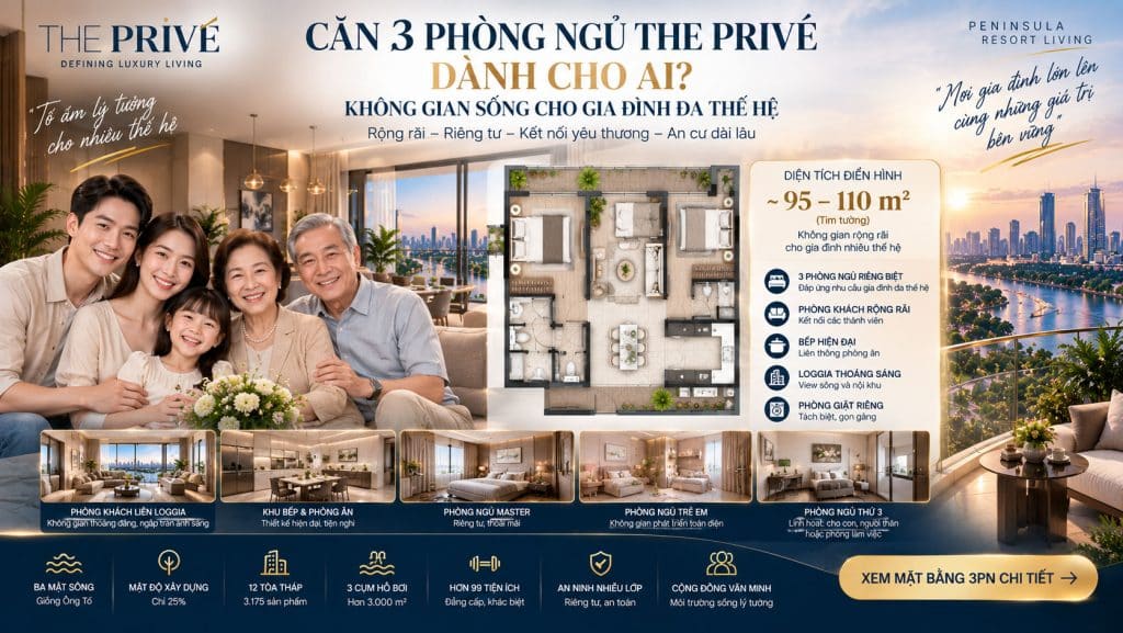 Căn 3 Phòng Ngủ The Privé Dành Cho Ai? Không Gian Sống Cho Gia Đình Đa Thế Hệ